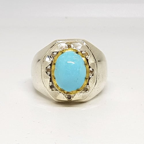 خاتم فيروز مرصع بالالماس بشهادة