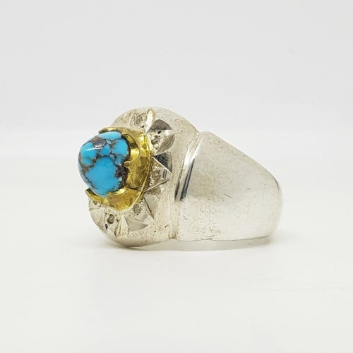 خاتم فيروز مرصع بالالماس بشهادة