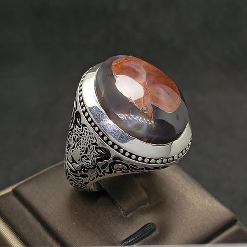 خاتم عقيق كبدي مزعفر