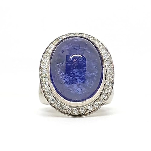 خاتم تنزانيت مرصع بالالماس