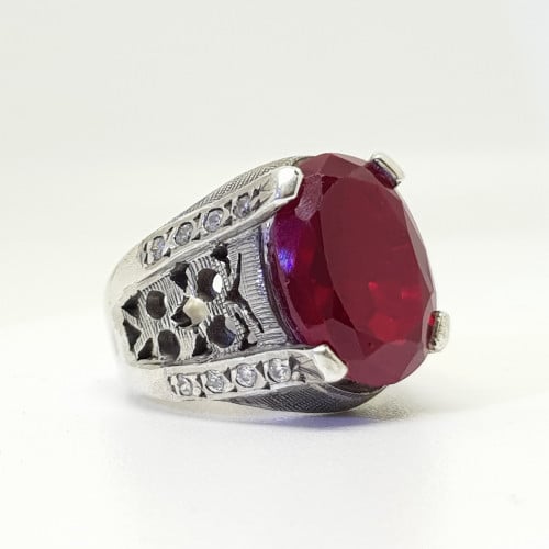 خاتم ياقوت طبيعي صياغة يدوية