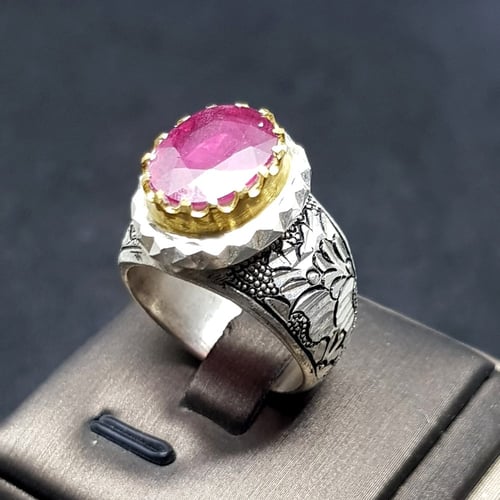 خاتم ياقوت طبيعي صياغة (كرار)