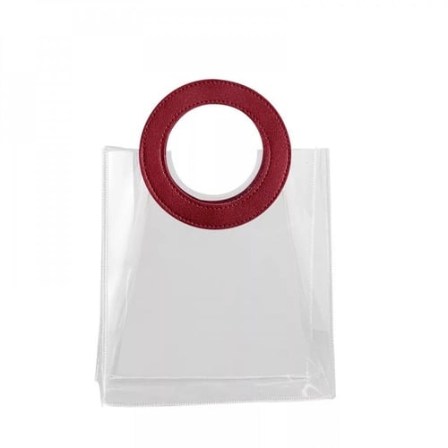 كيس شفاف بمقبض جلد