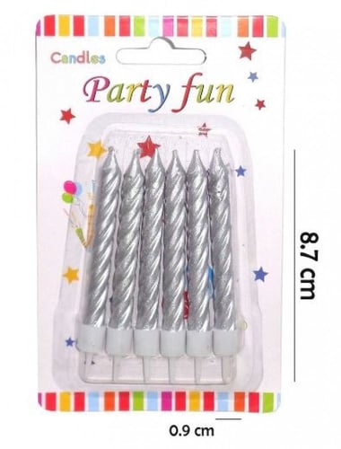 شموع كيك فضي