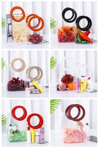 كيس شفاف بمقبض جلد