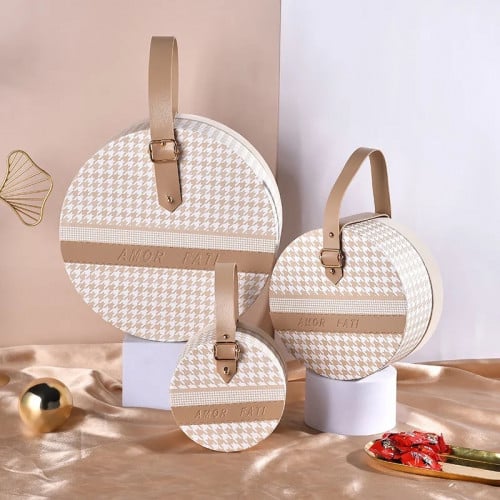 صندوق مخمل بمقبض جلدي(3 قطع)