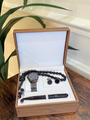 طقم ساعة رجالي أسود