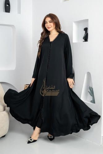 عباية رِقة عباية كلوش مميزة بتفاصيل مثلثات على الص...