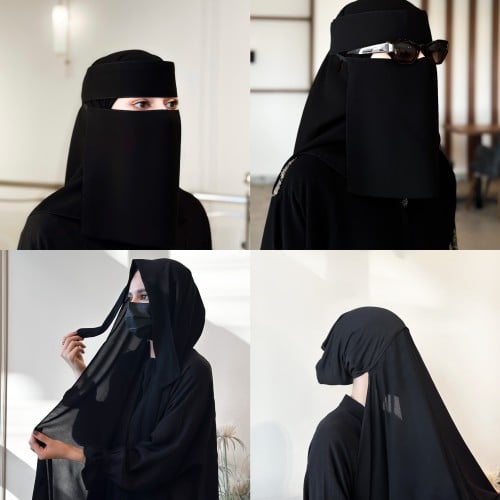 عرض عطف نقابين نظارة + طرحتين بندانة + طرحتين ربط