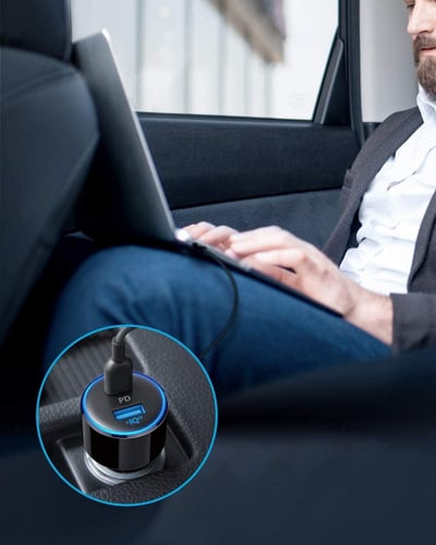 شاحن للسيارة من أنكر منفذين USB /PD شحن فائق السرع...