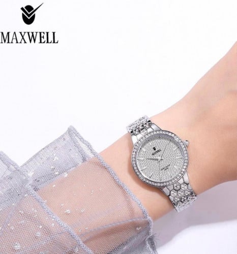 ساعة نسائية من ماكسويل اللون الفضي