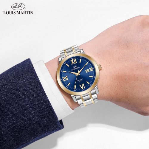 ساعة رجاليه من لويس مارتن اللون الذهبي والفضي