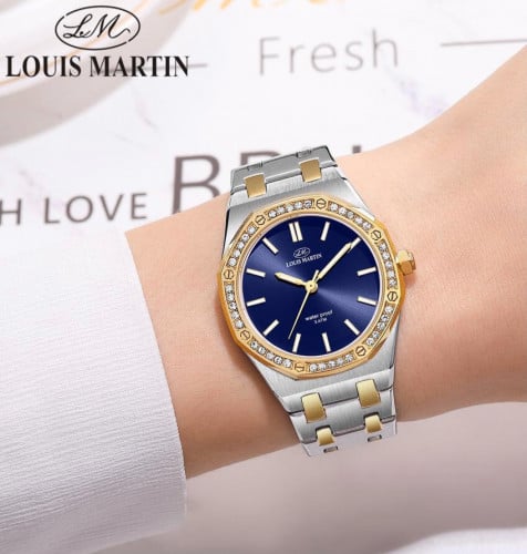 ساعة نسائية من لويس مارتن اللون الفضي و الذهبي