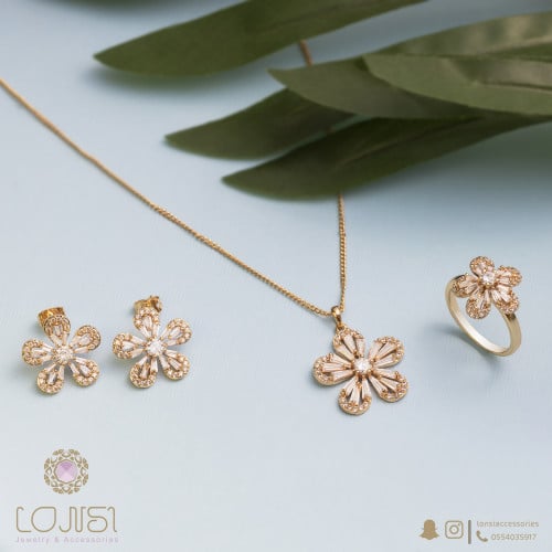 طقم زركون ناعم مطلي