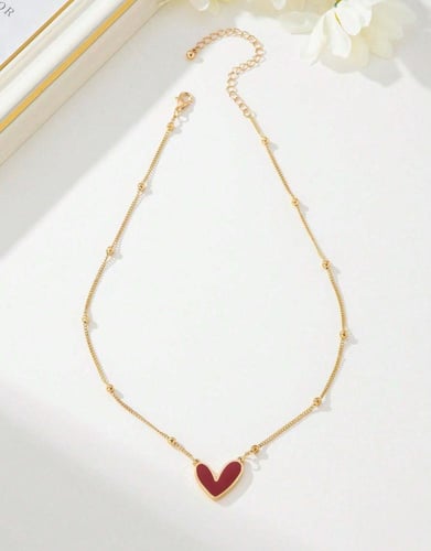 سلسلة قلادة قلب احمر