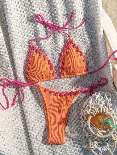 ملابس سباحة | بكيني لون برتقالي وفوشي