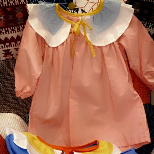 فستان وردي بياقه انيقه