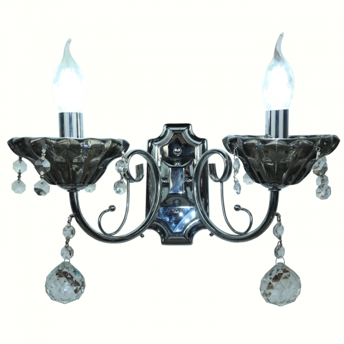 أبليك ثنائي راقي فضي مع تعليقات كريستالية لامعة