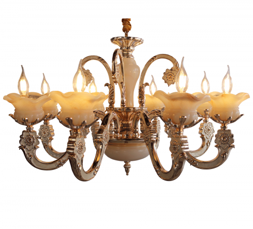 نجف كلاسيكي فرنسي فاخر مطعّم بالرخام والزجاج المذّ...