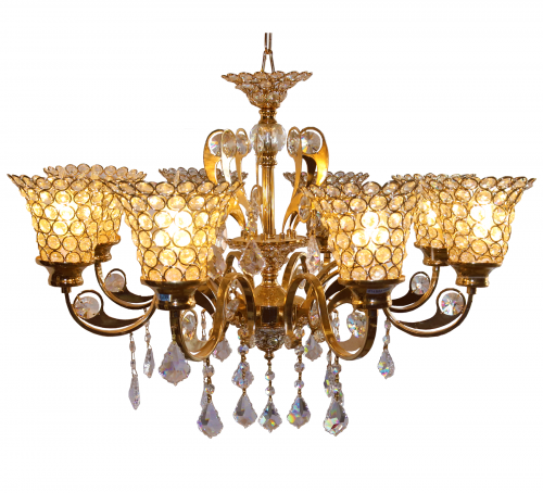 نجف كلاسيكي 8 شمعات من النحاس والكريستال الدقيق