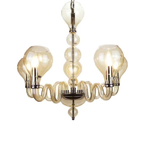 نجف زجاجي ملكي بأذرع خمسة ملتوية تصميم مميز فريد م...