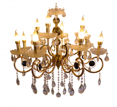 نجف كلاسيكي فاخر من الكريستال والنحاس 12 شمعة