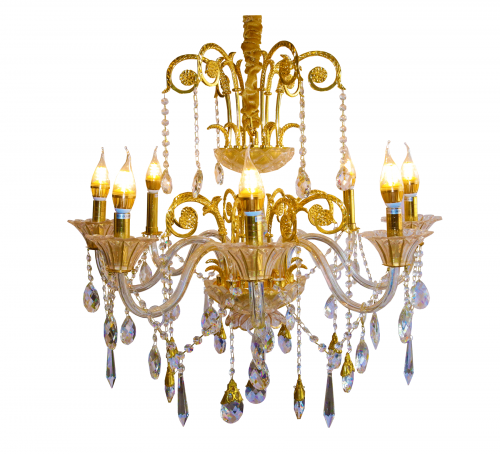 نجف ملكي 8 شمعات فيكتوري من الكريستال والنحاس