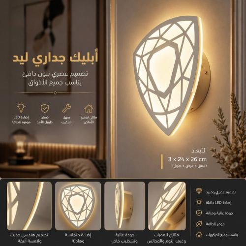 جداري ليد مثلث المزخرف بالأشكال الهندسية