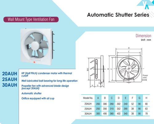 مروحة شفط جداري KDK موديل 25 مع شبك