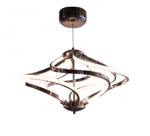 نجف ليد فاخر بشكل حلزوني باللون الفضي اللامع