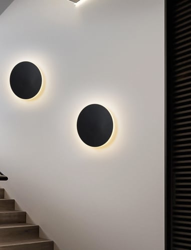 جداري ليد إضاءة أصفر تصميم دائرة أسود