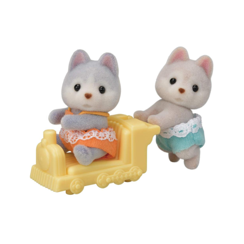Twin Siberian Husky dog set
