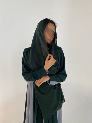 كريب مغسول اخضر + رمادي