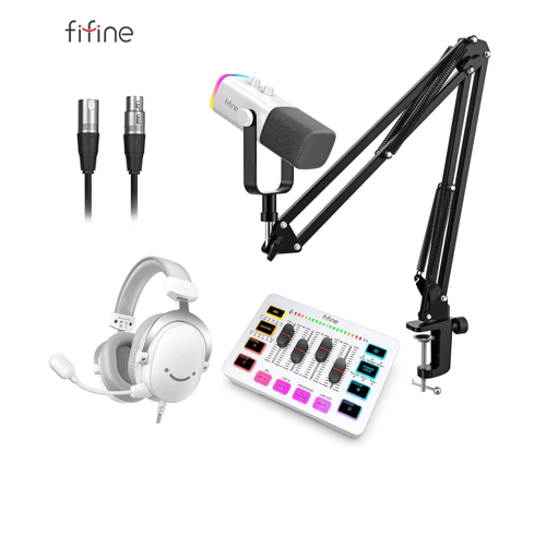 FIFINE مجموعة الصوت الاحترافية للألعاب والبث – ميك...