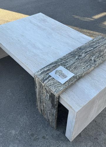 طاوله ترافنتينو بحزام سلفر