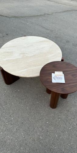 طاوله متداخله خشب ورخام