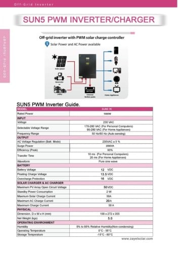 محول صن فايف 1000واط 12فولت