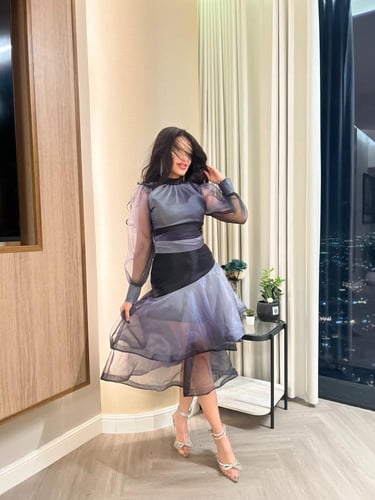 فستان احادي اللون الرمادي 129