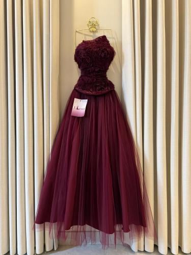 فستان روزة عنابي