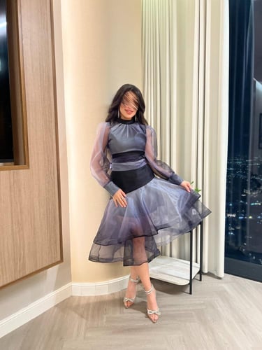 فستان احادي اللون الرمادي 129