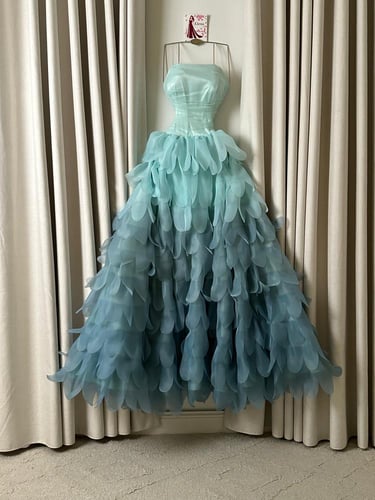 فستان بتلات سماوي 166