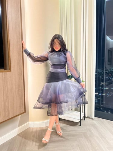 فستان احادي اللون الرمادي 129