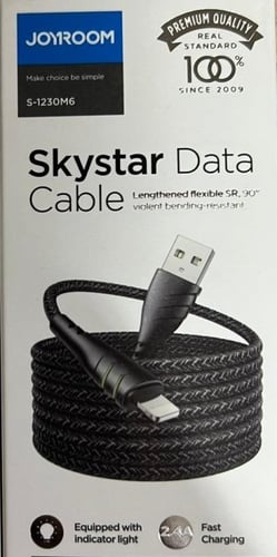 كابل شاحن ايفون جوي روم 1.2م - 2.4A أسود