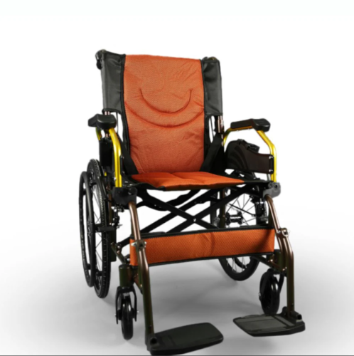 كرسي متحرك يدوي المونيوم ذهبي 18 انش