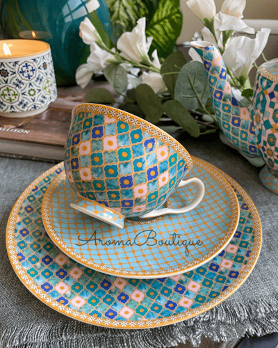 كوب ماكسويل مع صحنه - اللون السماوي