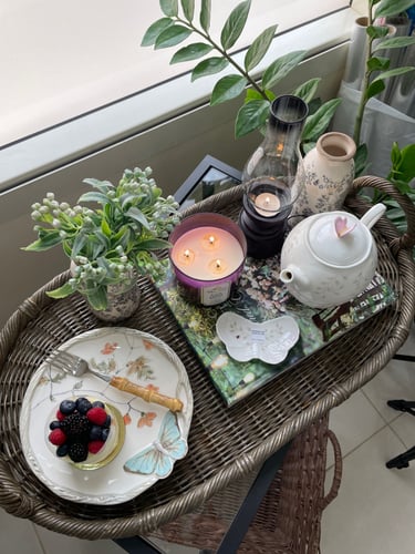 طقم شاي الفراشة من لينوكس - لشخص واحد مع صحن كيس ا...