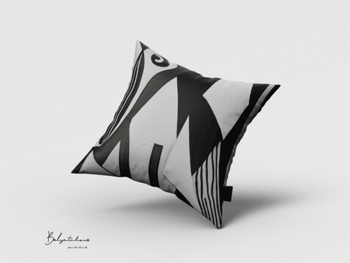 مخدة مطبوعة أبيض و أسود -P18