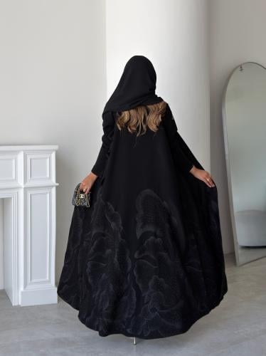 Crepe ceramic abaya, quarter-circle {OL-583}