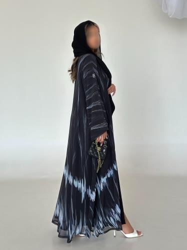 Lightweight chiffon abaya, quarter-circle cut {OL-588}