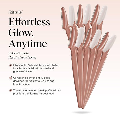 كيتش ديرمابلانر شفرات إزالة شعر الوجه 12 حبه وردي